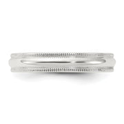 Sterling Silver 4mm Comfort Fit Half Round Milgrain Band