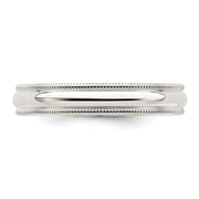 Sterling Silver 4mm Comfort Fit Half Round Milgrain Band