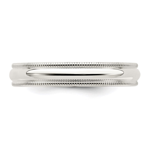 Sterling Silver 4mm Comfort Fit Half Round Milgrain Band