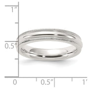 Sterling Silver 4mm Comfort Fit Half Round Milgrain Band