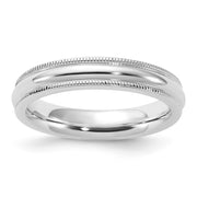 Sterling Silver 4mm Comfort Fit Half Round Milgrain Band