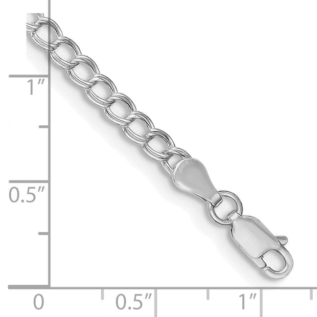 Sterling Silver RH-plated 3.5mm Solid Double Link Charm Child's Bracelet