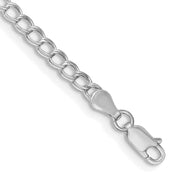 Sterling Silver RH-plated 3.5mm Solid Double Link Charm Child's Bracelet