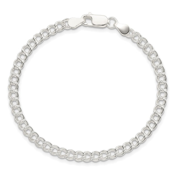Sterling Silver 4.25mm Double Link Charm Bracelet