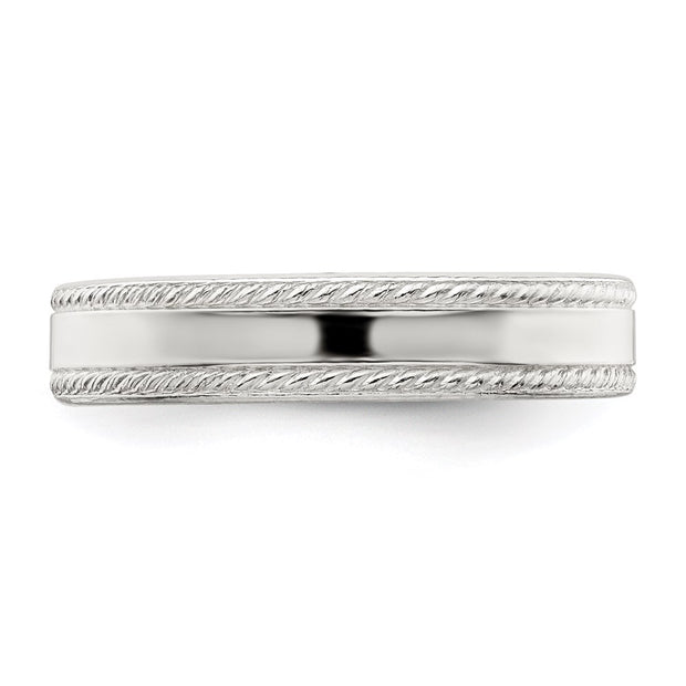 Sterling Silver 4mm Flat with Rope Edge Band