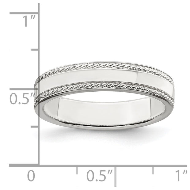 Sterling Silver 4mm Flat with Rope Edge Band