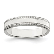 Sterling Silver 4mm Flat with Rope Edge Band