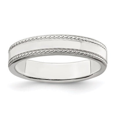 Sterling Silver 4mm Flat with Rope Edge Band