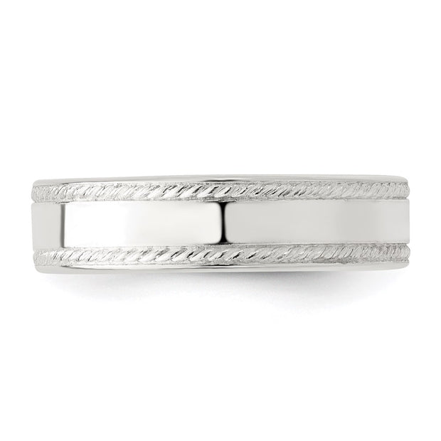 Sterling Silver 5mm Flat with Rope Edge Band