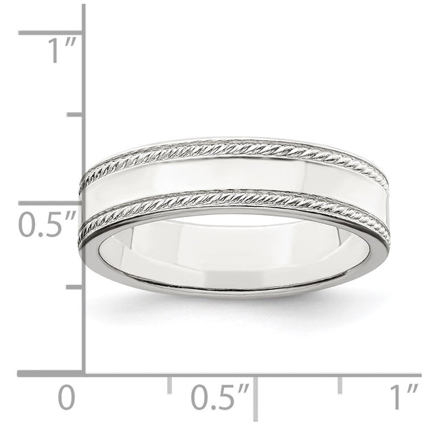 Sterling Silver 5mm Flat with Rope Edge Band