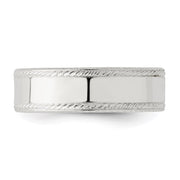 Sterling Silver 6mm Flat with Rope Edge Band