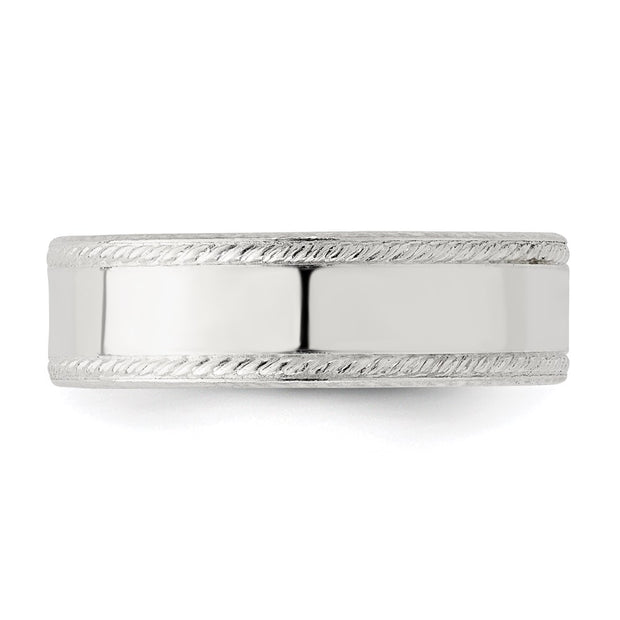 Sterling Silver 6mm Flat with Rope Edge Band