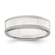 Sterling Silver 6mm Flat with Rope Edge Band