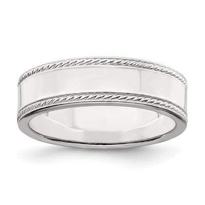 Sterling Silver 6mm Flat with Rope Edge Band