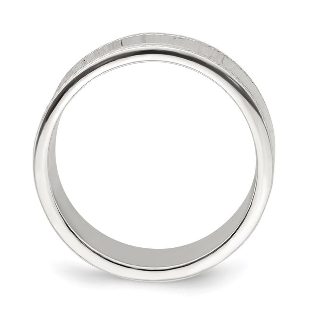 Sterling Silver 7mm Flat with Rope Edge Band