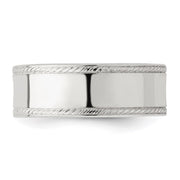 Sterling Silver 7mm Flat with Rope Edge Band
