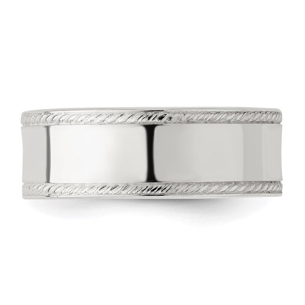 Sterling Silver 7mm Flat with Rope Edge Band