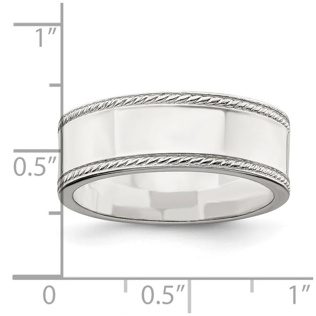 Sterling Silver 7mm Flat with Rope Edge Band