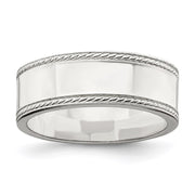 Sterling Silver 7mm Flat with Rope Edge Band