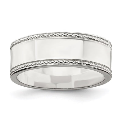 Sterling Silver 7mm Flat with Rope Edge Band