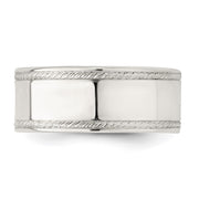 Sterling Silver 8mm Flat with Rope Edge Band
