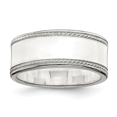 Sterling Silver 8mm Flat with Rope Edge Band