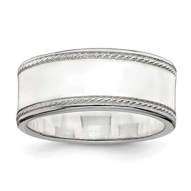 Sterling Silver 8mm Flat with Rope Edge Band