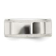 Sterling Silver 9.5mm Flat with Rope Edge Band