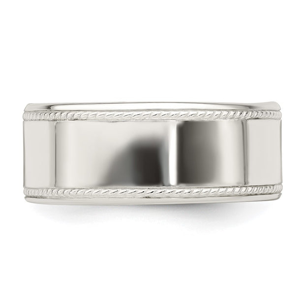 Sterling Silver 9.5mm Flat with Rope Edge Band