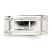 Sterling Silver 9.5mm Flat with Rope Edge Band