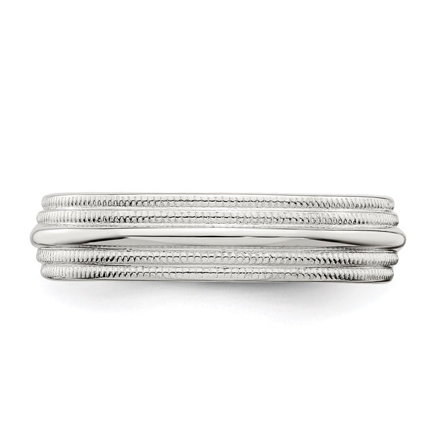 Sterling Silver 5mm Comfort Fit Double Milgrain Band