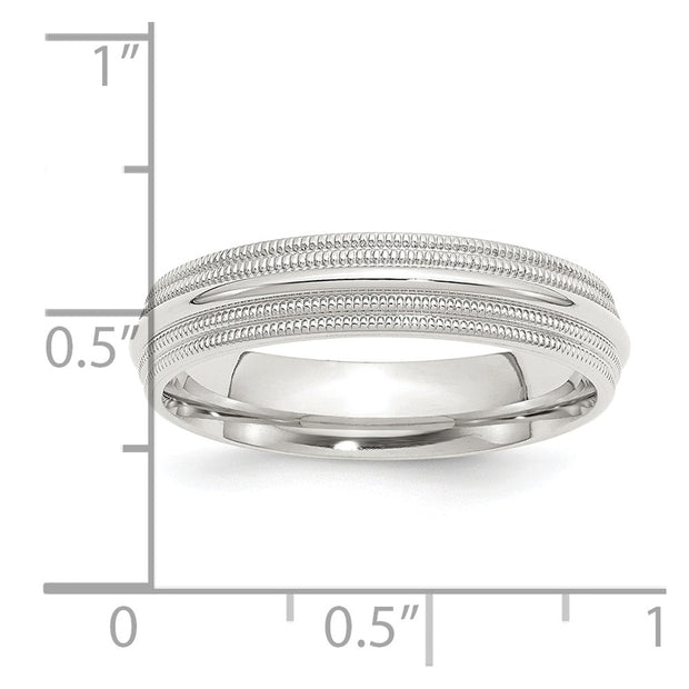 Sterling Silver 5mm Comfort Fit Double Milgrain Band