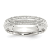 Sterling Silver 5mm Comfort Fit Double Milgrain Band