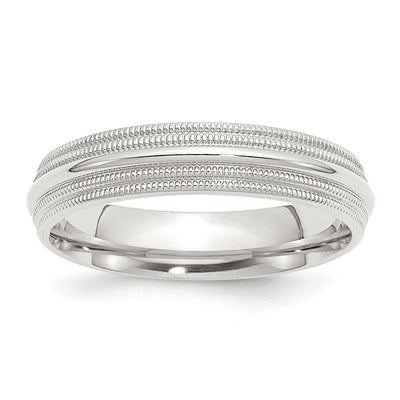 Sterling Silver 5mm Comfort Fit Double Milgrain Band