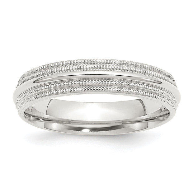 Sterling Silver 5mm Comfort Fit Double Milgrain Band