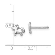 Sterling Silver Rhodium-plated Polished Pony Children's Post Earrings