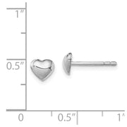 Sterling Silver Rhodium-plated Polished Heart Children's Post Earrings