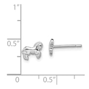 Sterling Silver Rhodium-plated Children's Horse Post Earrings
