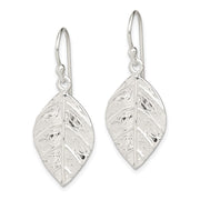 Sterling Silver Leaf Textured Dangle Earrings