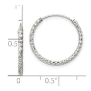 Sterling Silver Diamond Cut 1.5x18mm Endless Hoop Earrings