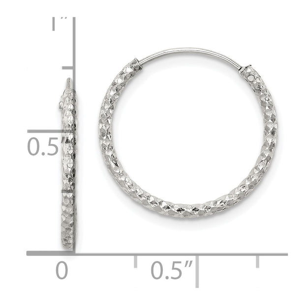 Sterling Silver Diamond Cut 1.5x18mm Endless Hoop Earrings