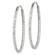 Sterling Silver Diamond Cut 1.5x28mm Endless Hoop Earrings