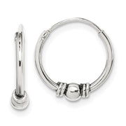 Sterling Silver Antiqued Beaded Endless Hoop Earrings
