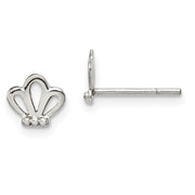 Sterling Silver Polished & Beaded Tiara Children's Post Earrings