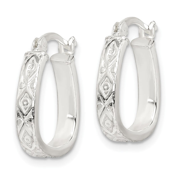 Sterling Silver Patterned 3mm Hoop Earrings