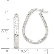 Sterling Silver Patterned 3mm Teardrop Hoop Earrings