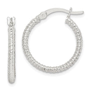Sterling Silver Twisted 2x20mm Round Hoop Earrings