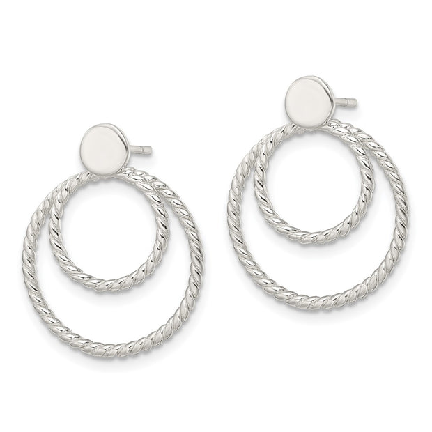 Sterling Silver w/2 Circle Jackets Button Post Earrings