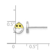 Sterling Silver Rhodium-plated Enamel Chick in Egg Children's Post Earrings