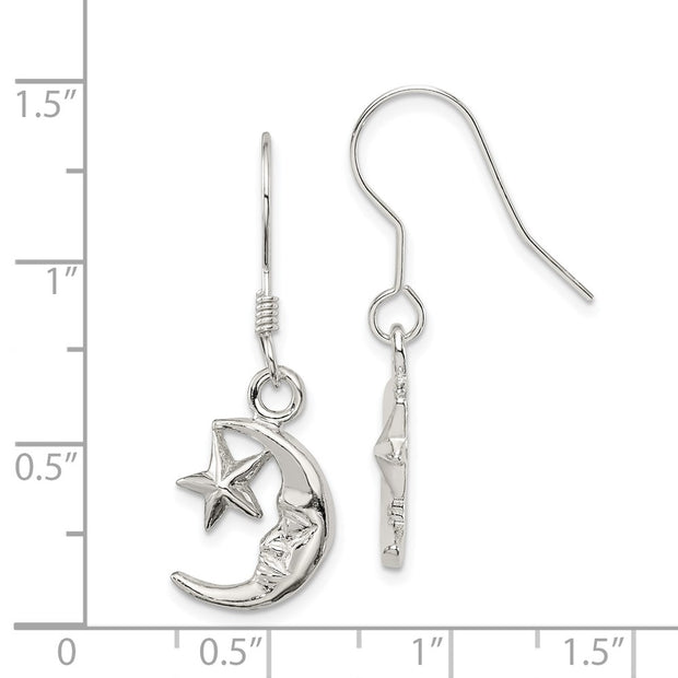 Sterling Silver Moon and Star Earrings